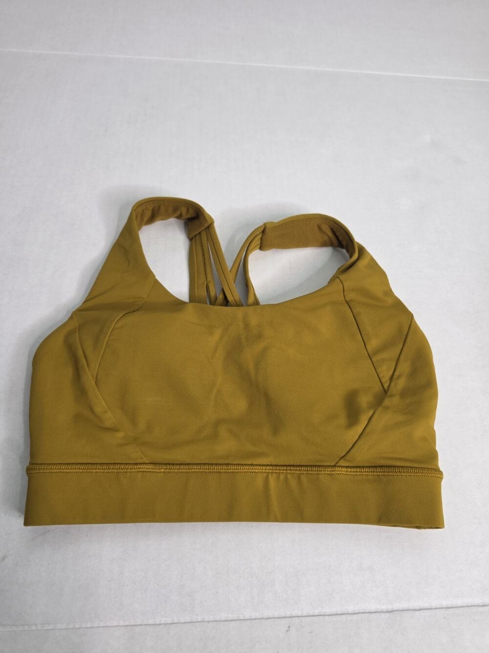 Lululemon Long Line Energy Sport Bra Sz 4 Strappy Racer Back B-D Mustard W2BZ0S